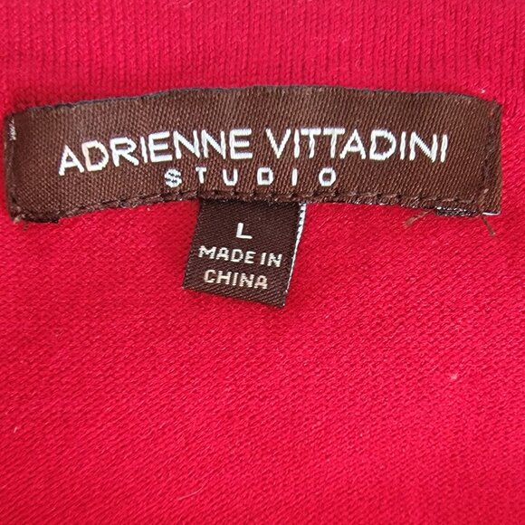 Adrienne Vittadini Red Faux Scarf Collar Fine Gauge Sweater - Picture 9 of 11